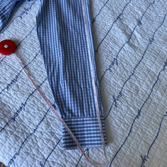 Kiton Men's Dress Shirt Blue Plaid Pattern in Size 17/43 EUC - Picture 13 of 16